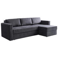 ECKSCHLAFSOFA Flachgewebe Anthrazit  inkl. Rückenkissen, Bettkasten, Schlaffunktion, Rücken echt, Liegefläche im Originalstoff  - Anthrazit/Schwarz, MODERN, Kunststoff/Textil (231/148cm) - Carryhome