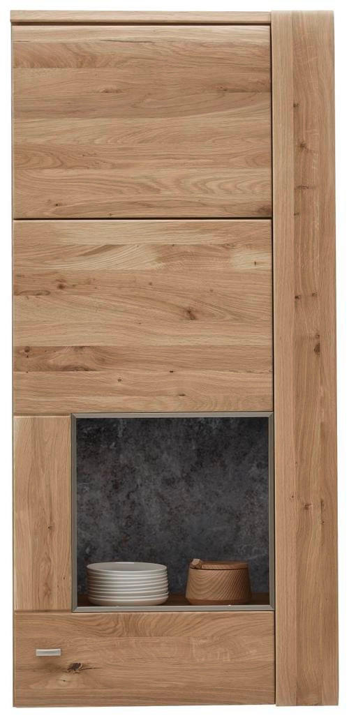 HÄNGEVITRINE in furniert, massiv Eiche Eichefarben, Schieferfarben - Schieferfarben/Eichefarben, KONVENTIONELL, Holz/Holzwerkstoff (56/120/38cm) - Voleo