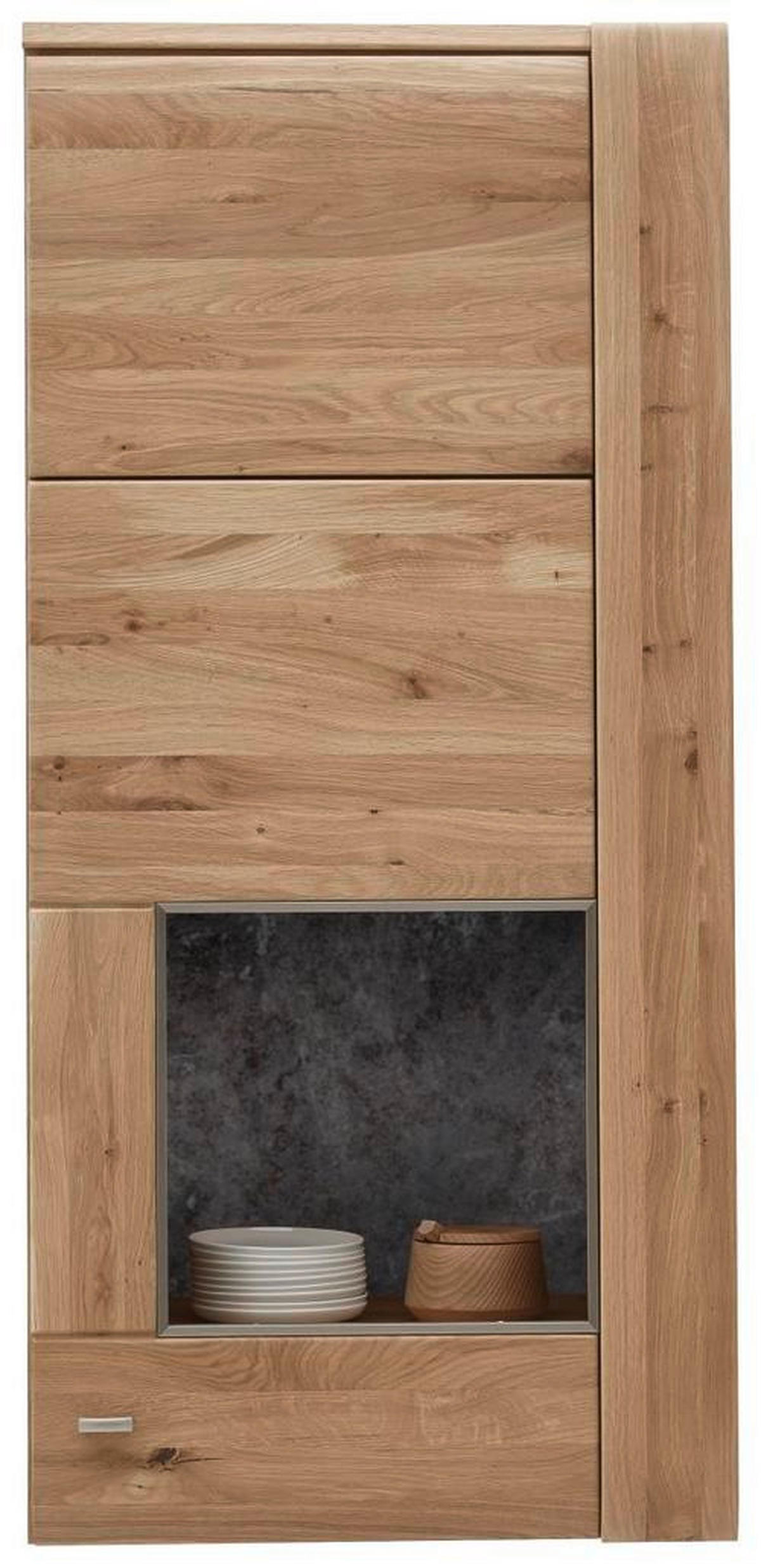HÄNGEVITRINE in furniert, massiv Eiche Eichefarben, Schieferfarben  - Schieferfarben/Eichefarben, Konventionell, Holz/Holzwerkstoff (56/120/38cm) - Voleo