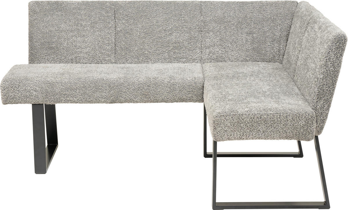 ECKBANK Metall, Textil Grau  - Schwarz/Grau, Konventionell, Textil/Metall (160/130cm) - MID.YOU