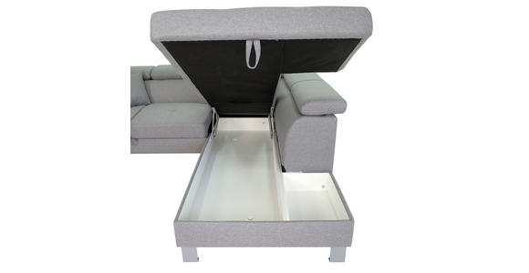 ECKSOFA  in Webstoff Hellgrau  - Silberfarben/Hellgrau, Design, Textil/Metall (257/226cm) - Xora