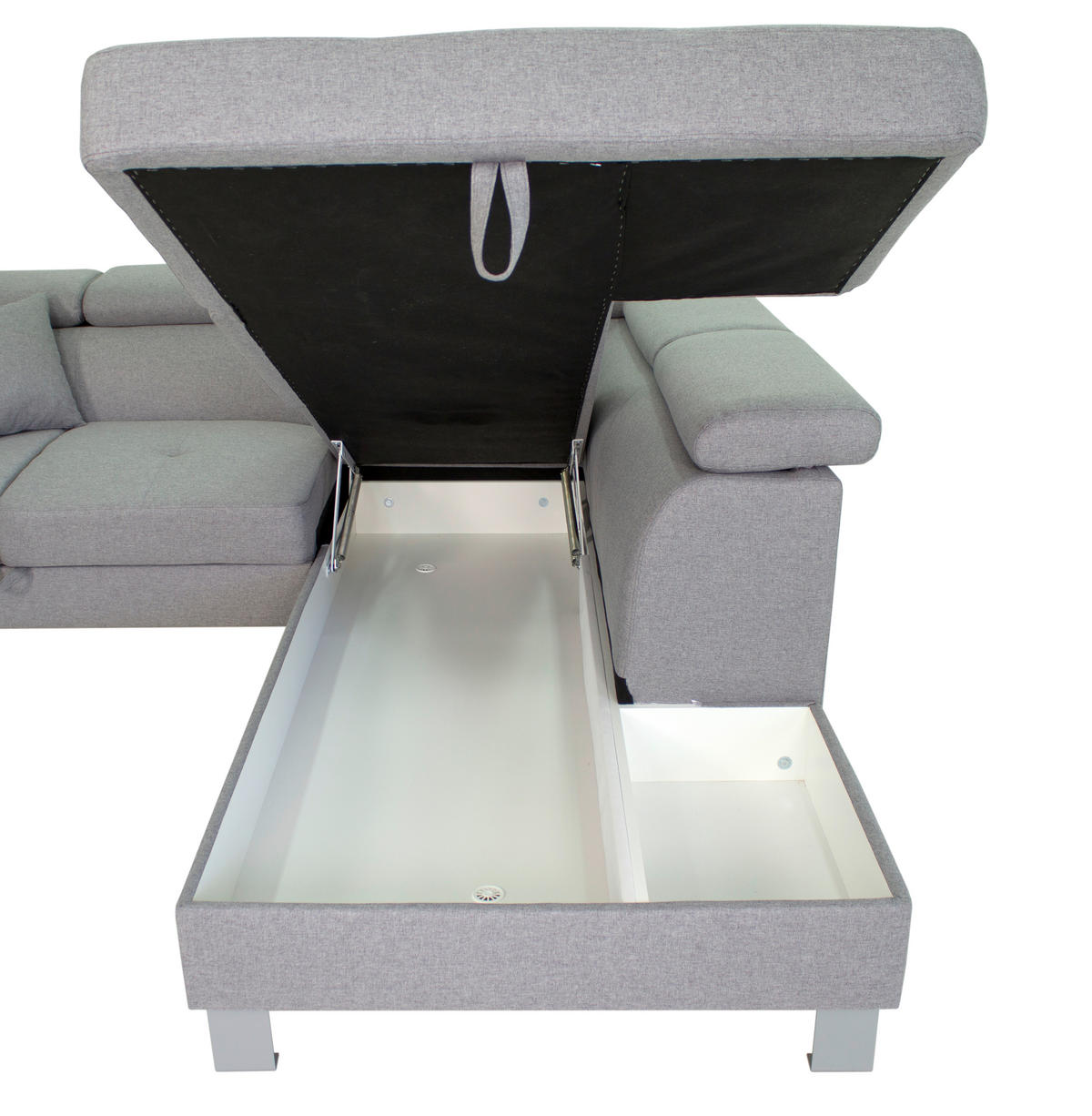 ECKSOFA in Webstoff Hellgrau  - Silberfarben/Hellgrau, Design, Textil/Metall (257/226cm) - Xora