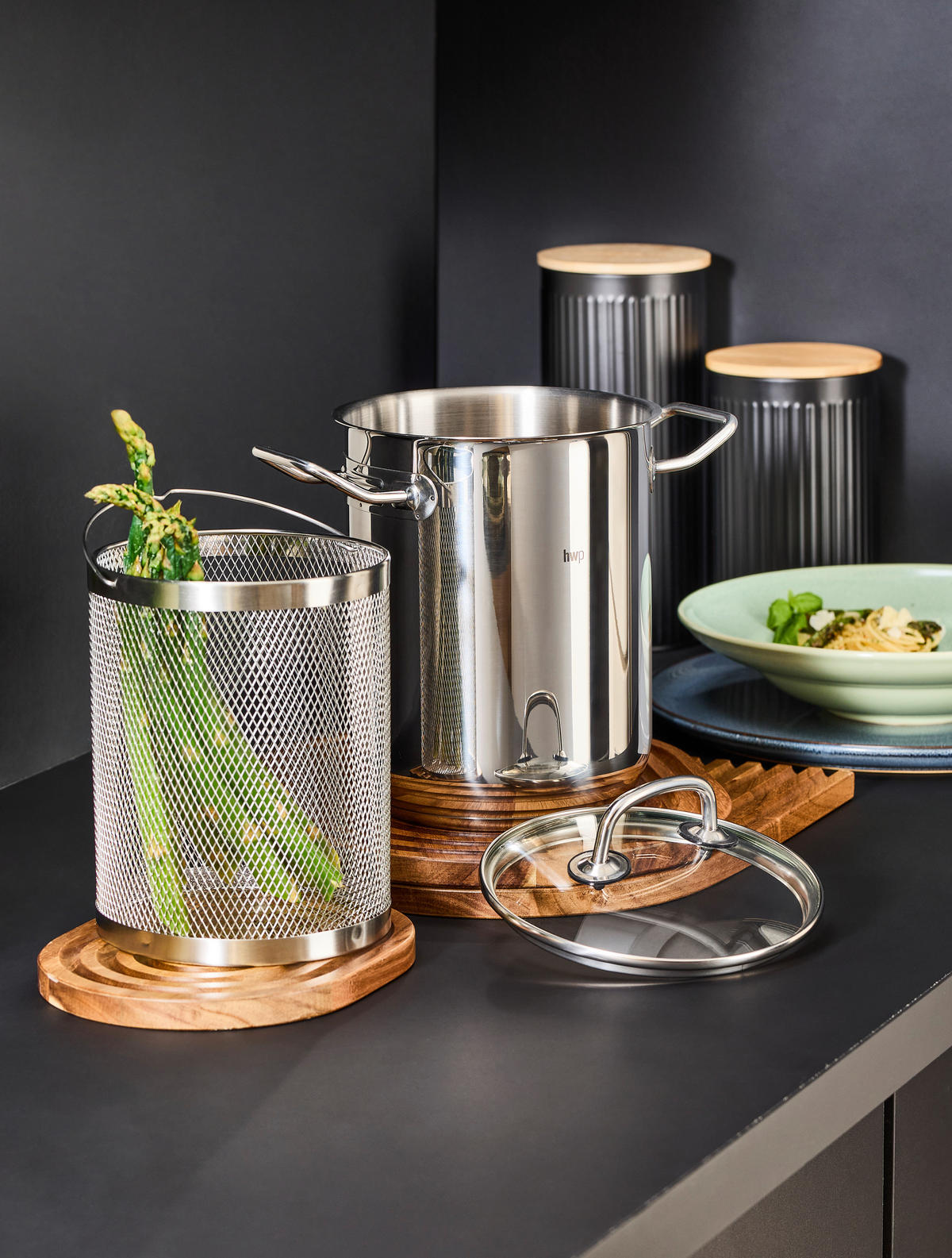 SPÁRGAFŐZŐ EDÉNY 3,5 l  - nemesacélszínű/átlátszó, Basics, üveg/fém (16/12cm) - Homeware Profession.