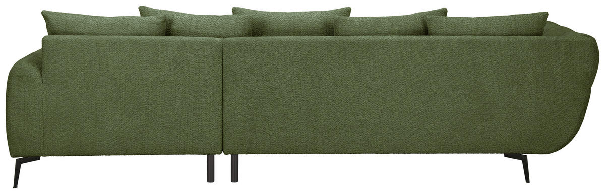 ECKSOFA 318/217 cm  in Bouclé Grün Zierkissen, Rückenkissen, Rücken echt  318/217 cm  - Schwarz/Grün, MODERN, Textil/Metall (318/217cm) - Carryhome