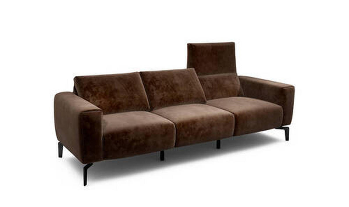 3-SITZER-SOFA in Samt Braun  - Schwarz/Braun, Design, Textil/Metall (250/86/86-94cm) - SENSOO