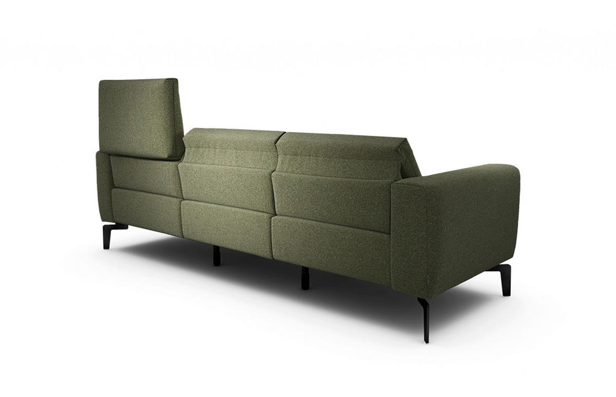 3-SITZER-SOFA Chenille Waldgrün  - Waldgrün/Schwarz, Design, Textil/Metall (250/86/86-94cm) - SENSOO