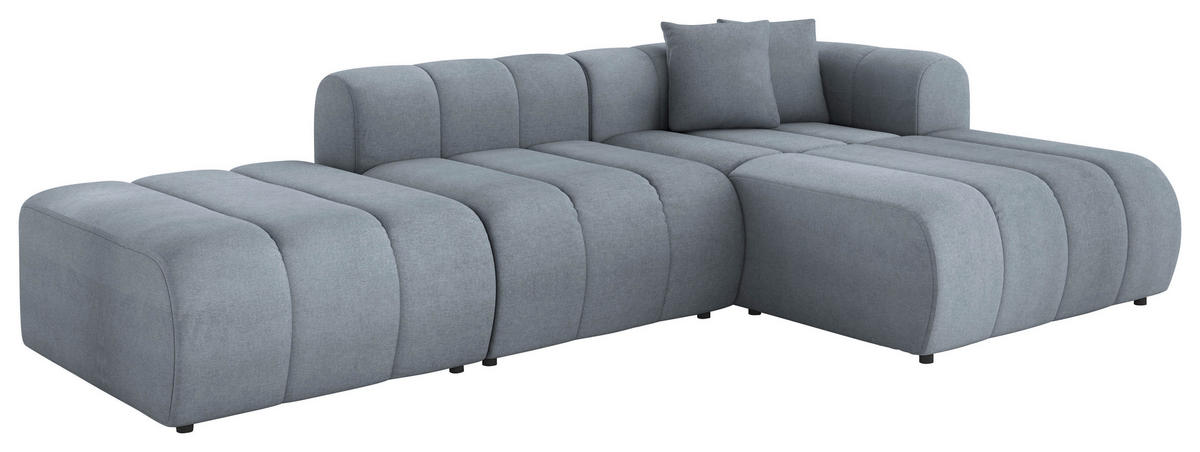ECKSOFA Blau Webstoff Zierkissen  - Blau/Schwarz, LIFESTYLE, Kunststoff/Textil (289/178cm) - Milino