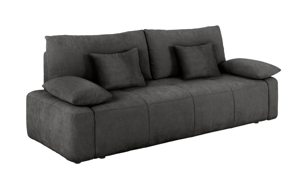 SCHLAFSOFA Graphitfarben  inkl. Zierkissen, Rückenkissen  - Schwarz/Graphitfarben, Design, Kunststoff/Textil (240/93/108cm) - MID.YOU