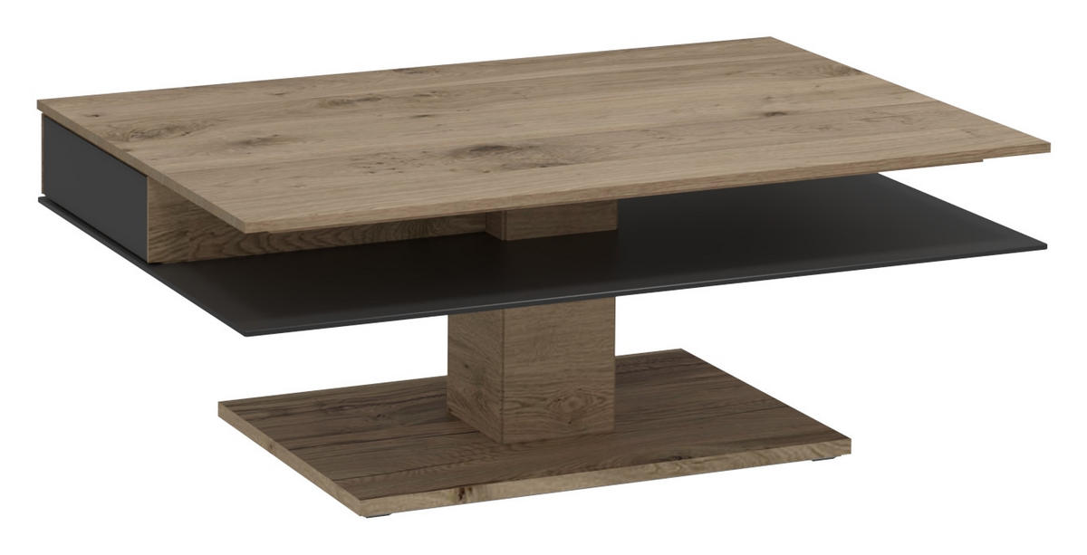 COUCHTISCH in Holz, Glas 120/75/46 cm  - Eichefarben/Anthrazit, Design, Glas/Holz (120/75/46cm) - Voglauer