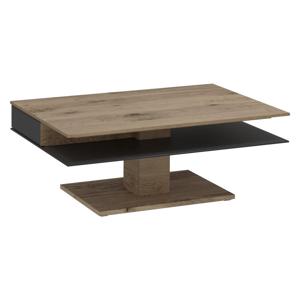 Thumbnail - Voglauer Couchtisch, Anthrazit, Eiche, Holz, Glas, Altholz, Eiche, massiv, 1 Schubladen, rechteckig, eckig, Bodenplatte,...