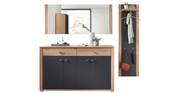 GARDEROBE 3-teilig  in 222/199/38 cm  - Graphitfarben/Eiche Artisan, Design, Holzwerkstoff (222/199/38cm) - Xora
