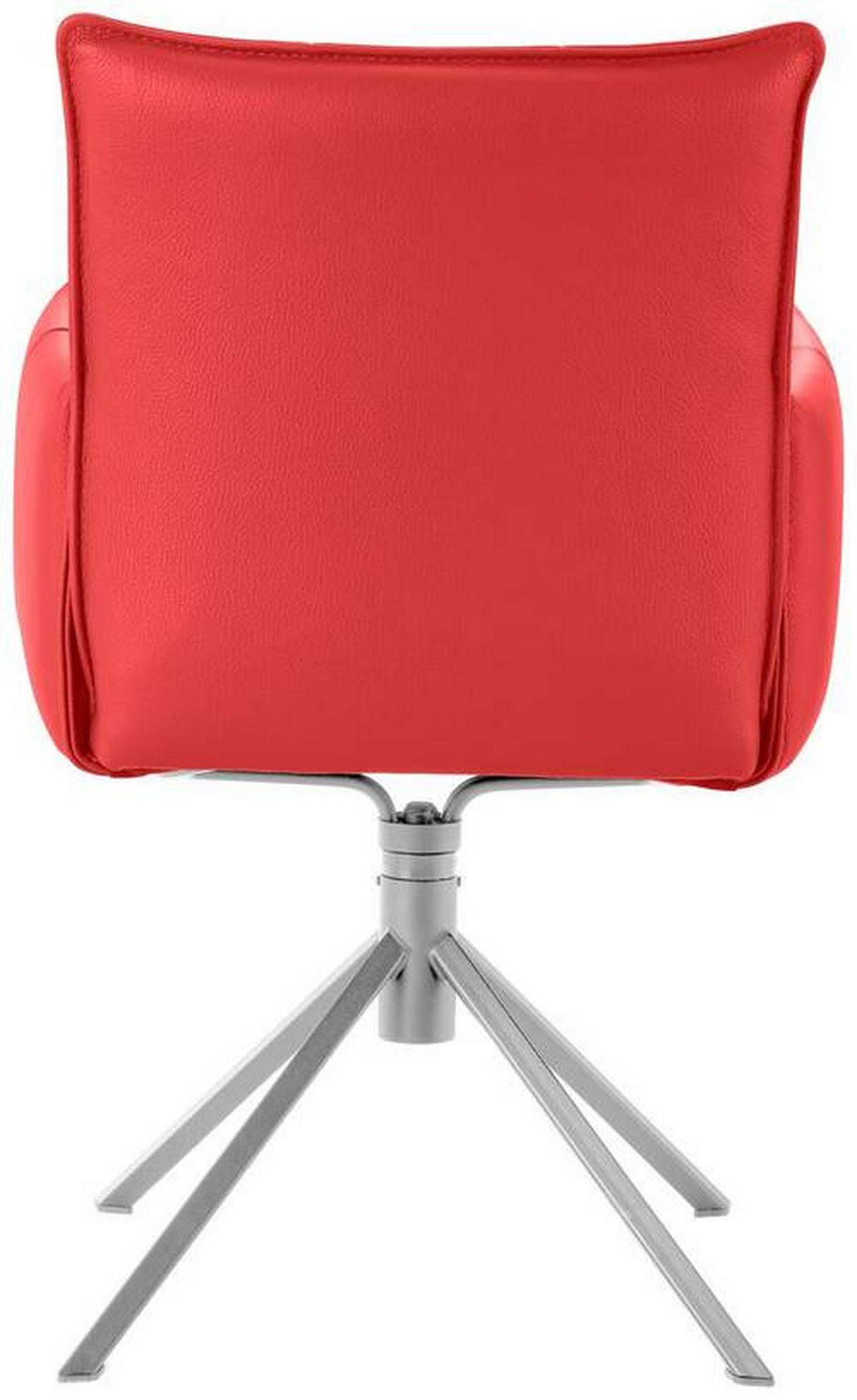 ARMLEHNSTUHL  in Echtleder pigmentiert  - Edelstahlfarben/Rot, Design, Leder/Metall (55/85/65cm) - Valnatura