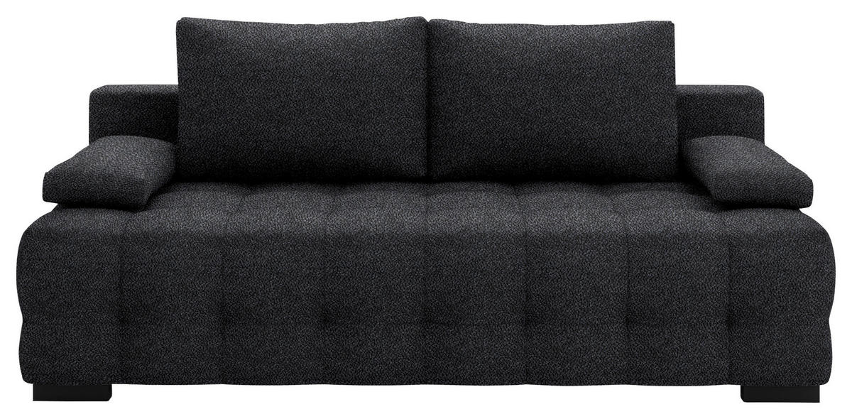 SCHLAFSOFA in Chenille, Plüsch Schwarz  - Schwarz, KONVENTIONELL, Kunststoff/Textil (209/96/100cm) - Stylife