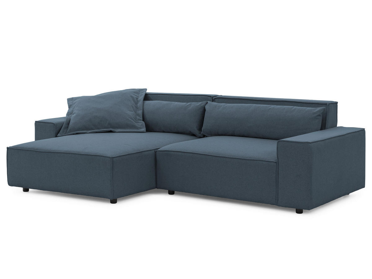 ECKSOFA Curduroy in Webstoff Blau Rückenkissen  251/142 cm  - Blau/Schwarz, Design, Kunststoff/Textil (251/142cm) - P & B