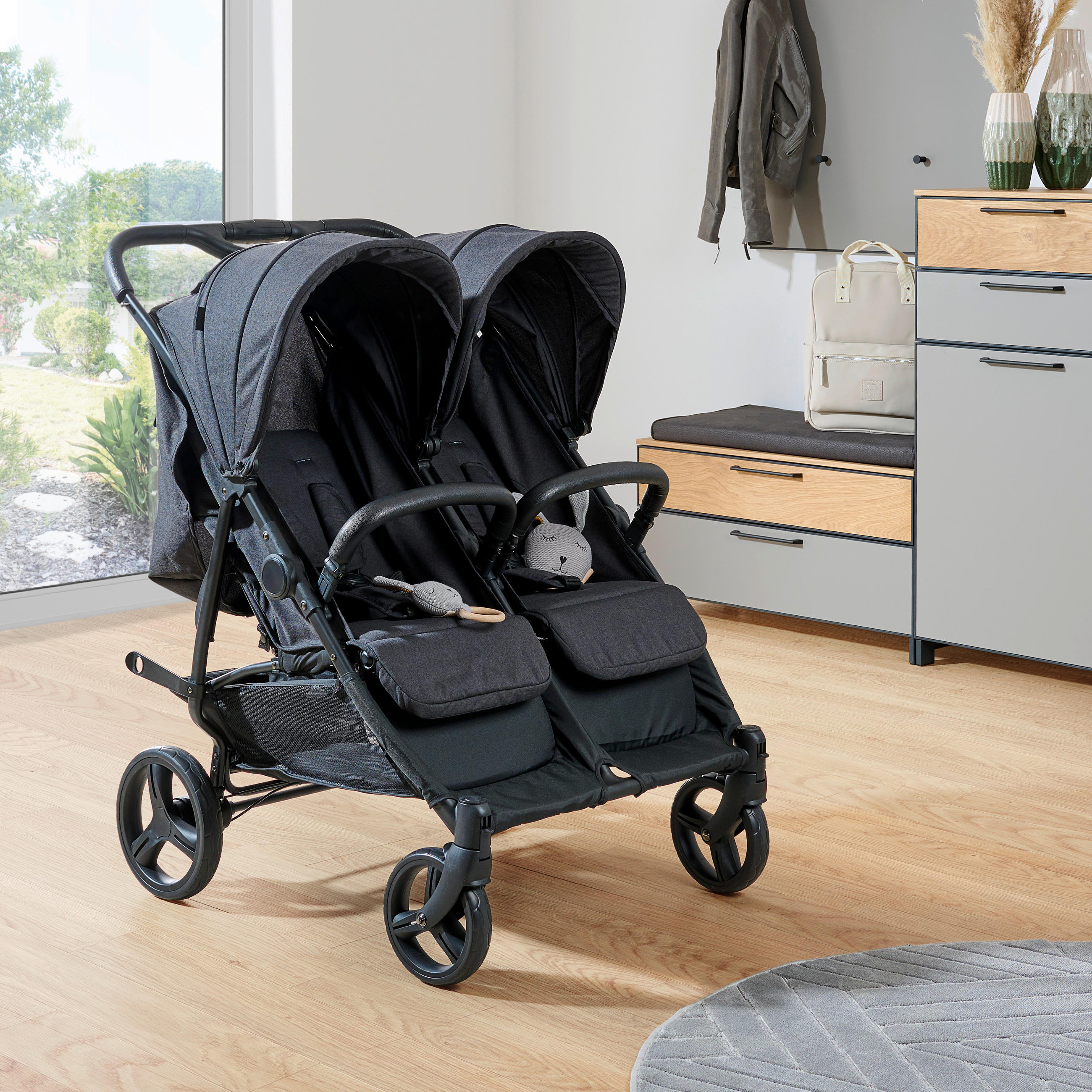ZWILLINGSWAGEN Jimmy Duo  - Schwarz, Basics, Kunststoff/Textil (80/63,5/105cm) - Jimmylee