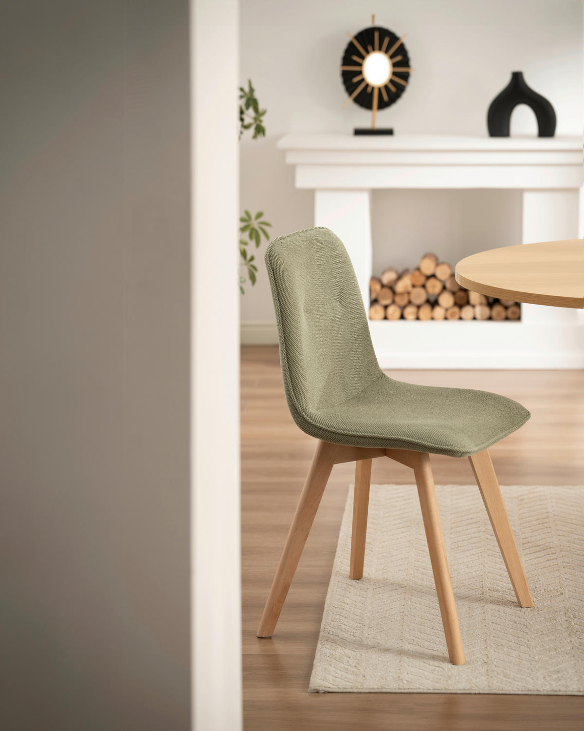 STUHL   Leinenoptik  Grün, Buchefarben  - Buchefarben/Grün, Modern, Holz/Textil (45/88/54cm) - Stylife