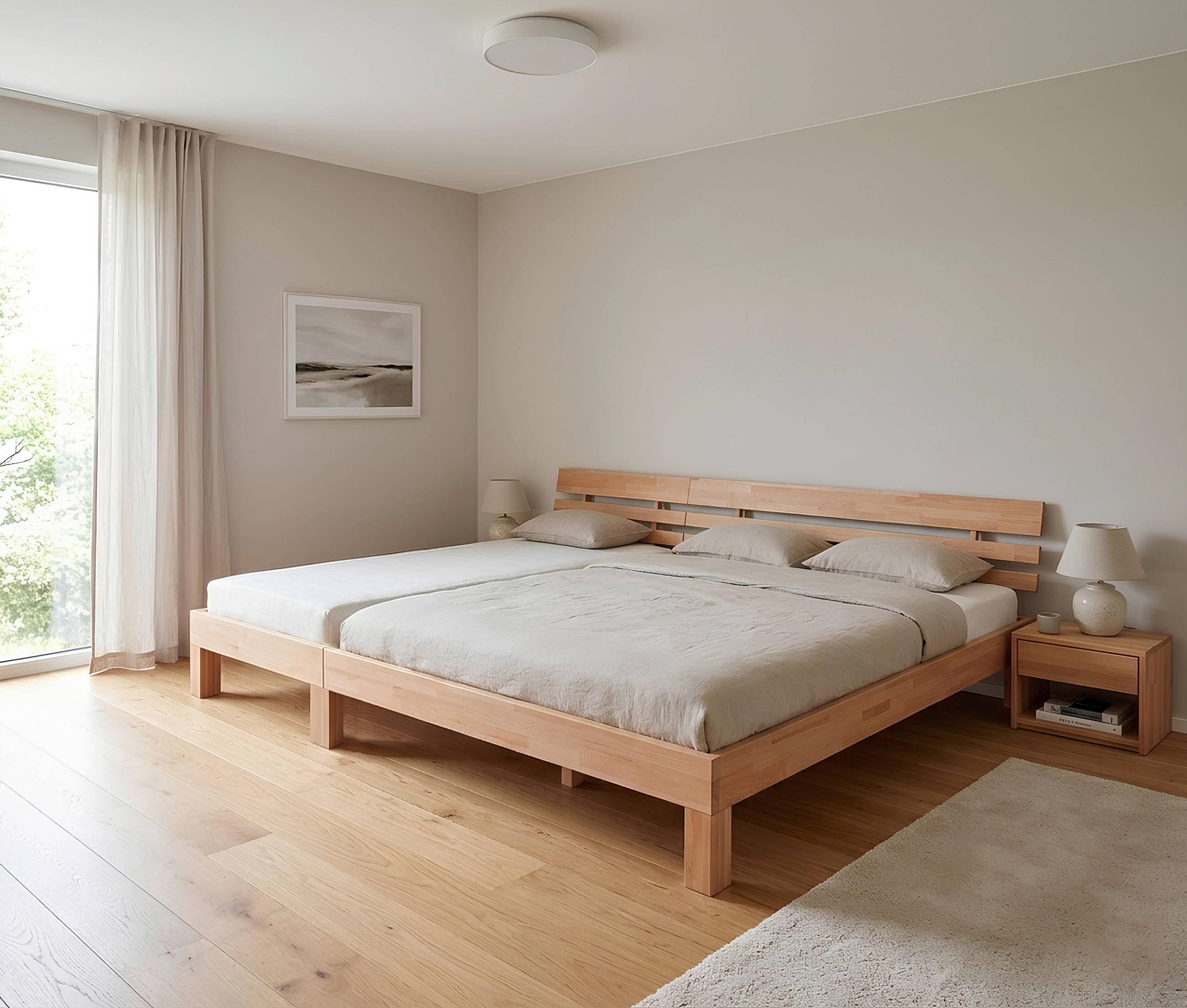 FAMILIENBETT - Buchefarben, Modern, Holz (270/200cm) - P & B