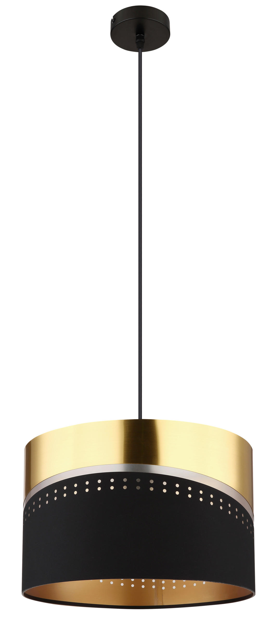 HÄNGLAMPA 35/120 cm  - svart/guldfärgad, Klassisk, metall/textil (35/120cm) - Globo