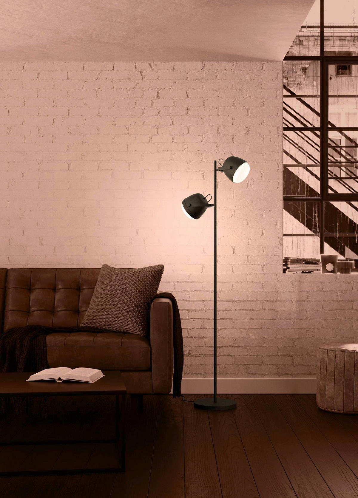 STEHLEUCHTE 18/162 cm    - Schwarz/Weiß, Design, Glas/Metall (18/162cm) - Eglo