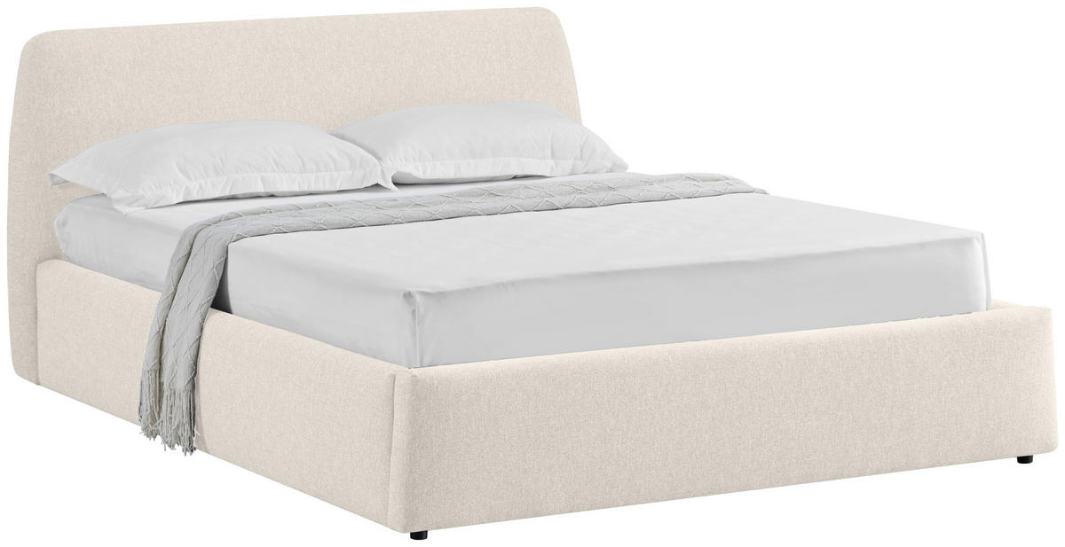 ČALOUNĚNÁ POSTEL, 140/200 cm, krémová - černá/krémová, Moderní, kov/dřevo (140/200cm) - Livetastic