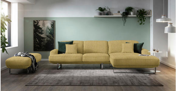 ECKSOFA Gelb Webstoff  - Gelb, Design, Textil/Metall (304/184cm) - Dieter Knoll