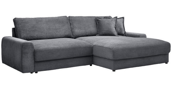 ECKSOFA Graphitfarben Cord  - Schwarz/Graphitfarben, MODERN, Kunststoff/Textil (300/180cm) - Carryhome