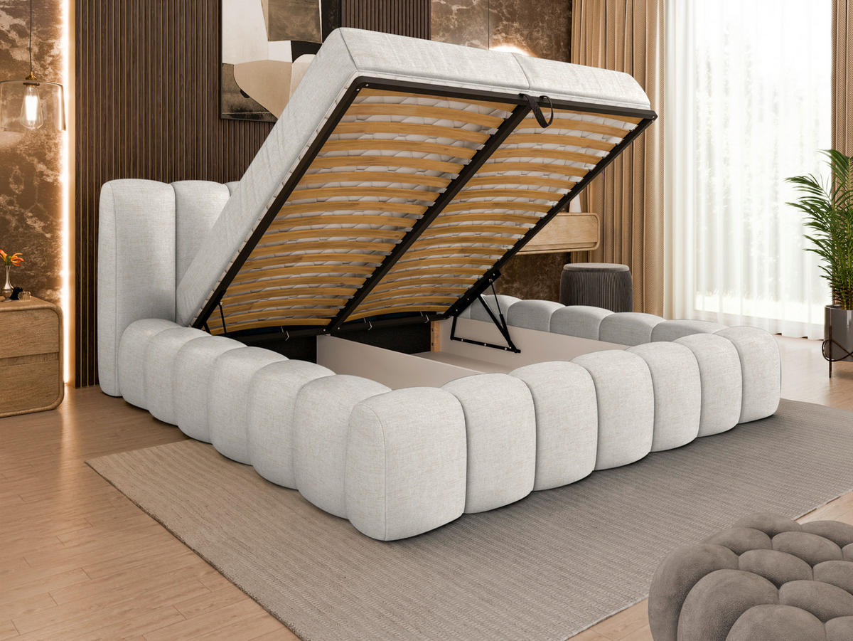 POLSTERBETT Lattenrost, Bettkasten Beige 160/200 cm  - Birkefarben/Beige, Trend, Holz/Kunststoff (160/200cm) - Esposa