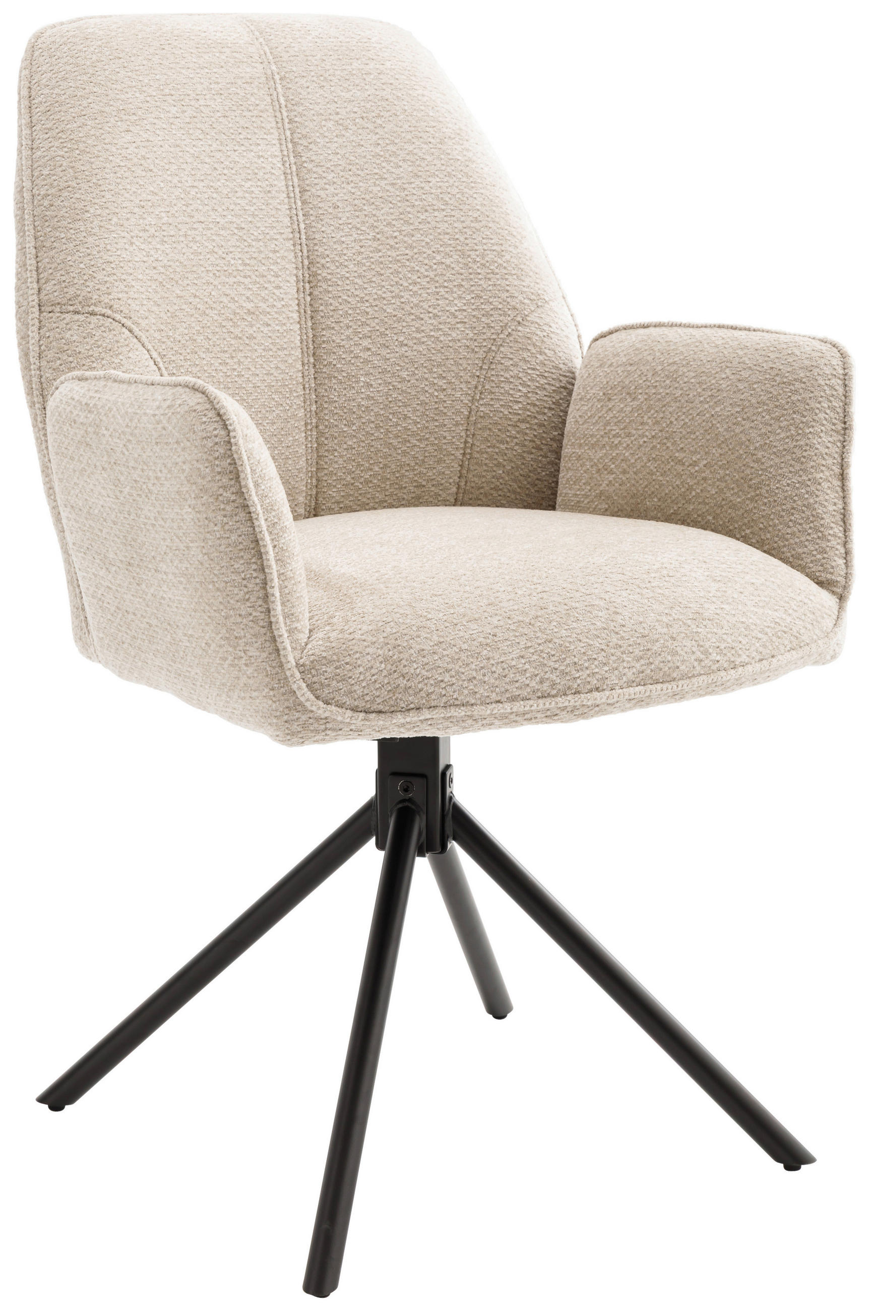 ARMLEHNSTUHL  Sitzfläche 180° drehbar, automatische Rückholfunktion Struktur  Creme  - Creme/Schwarz, Design, Textil/Metall (59/88/63cm) - Carryhome