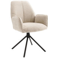 ARMLEHNSTUHL  Sitzfläche 180° drehbar, automatische Rückholfunktion Struktur  Creme  - Creme/Schwarz, Design, Textil/Metall (59/88/63cm) - Carryhome