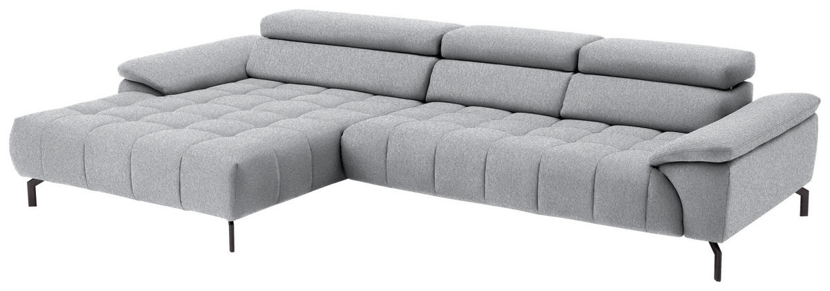 ECKSOFA in Webstoff Hellgrau  190/329 cm  - Hellgrau/Schwarz, Design, Textil/Metall (190/329cm) - Beldomo Style