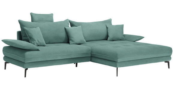 ECKSOFA in Mikrofaser Mintgrün  - Schwarz/Mintgrün, MODERN, Textil/Metall (297/173cm) - Carryhome