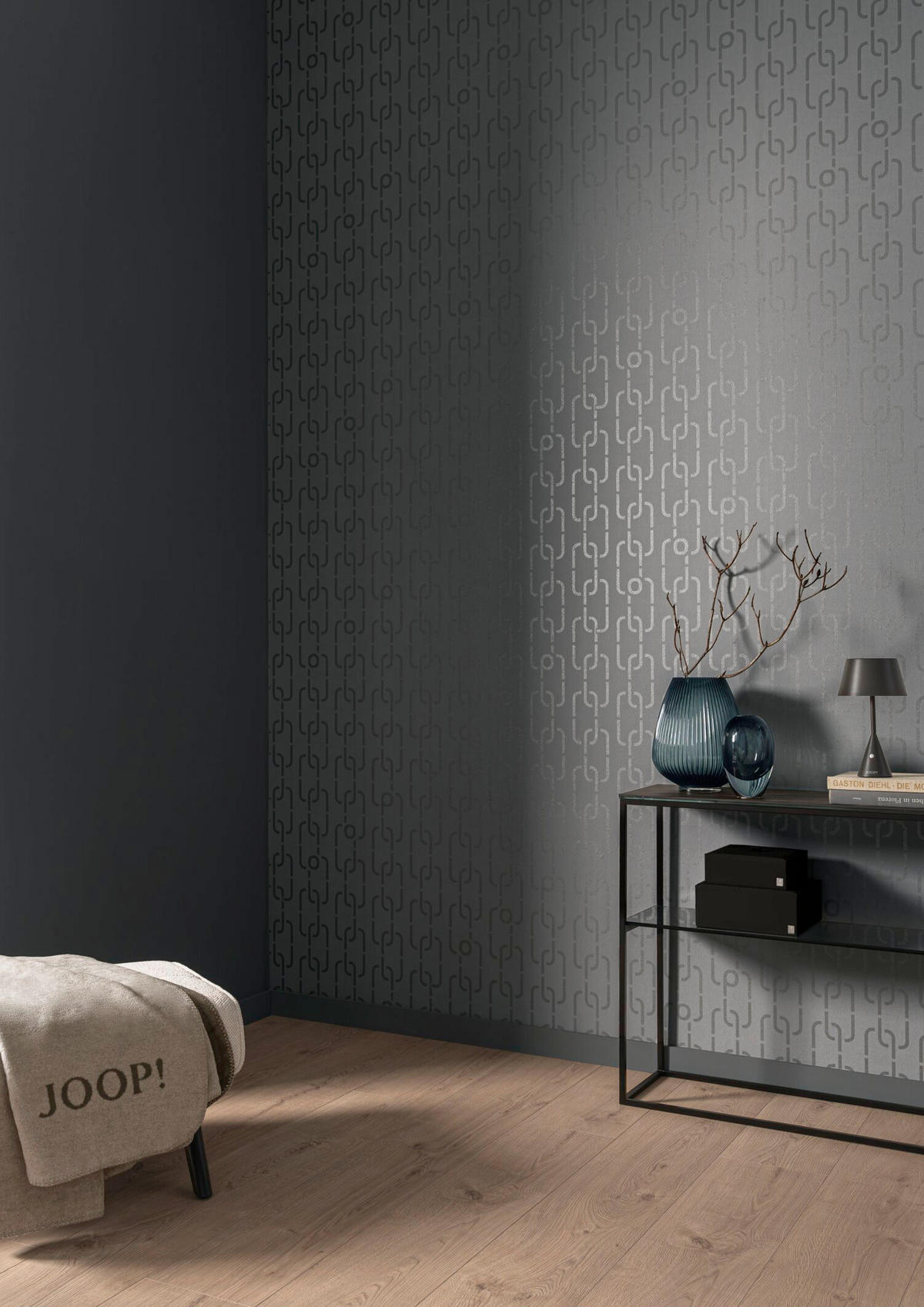 VLIESTAPETE 10.05 m J! CHAINS  - Grau, Design, Textil (53/1005cm) - Joop!