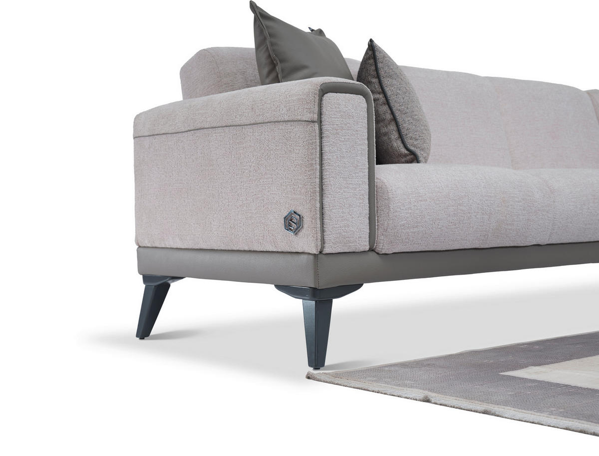 ECKSOFA in Bouclé Grau  315/256 cm  - Anthrazit/Grau, Design, Holz/Textil (315/256cm) - Livetastic