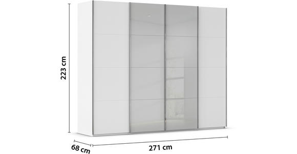 SCHWEBETÜRENSCHRANK 271/223/68 cm 4-türig Grau, Weiß  - Chromfarben/Weiß, KONVENTIONELL, Glas/Holzwerkstoff (271/223/68cm) - Novel