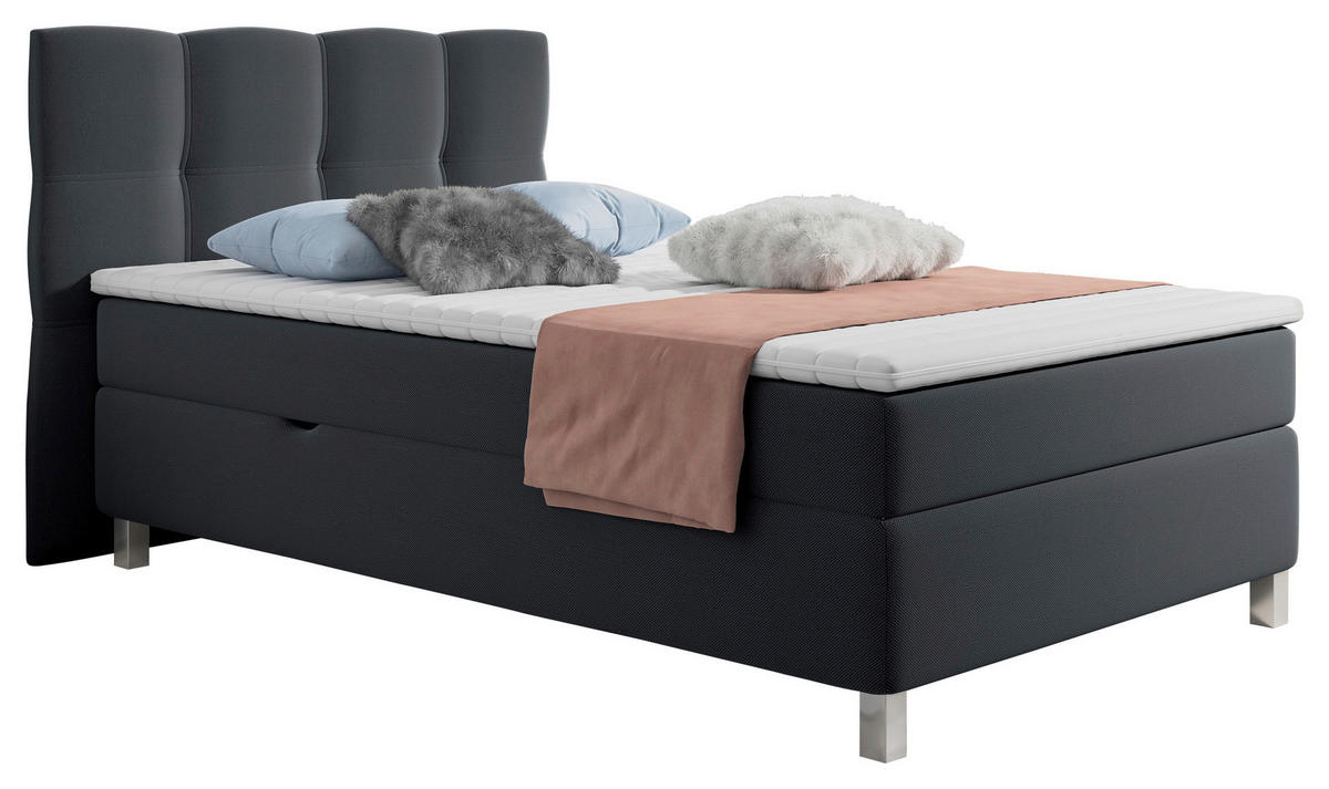 POSTELJA Z VZMETNICO 120 cm   x 200 cm  , tekstil antracit  - barve aluminija/antracit, Konvencionalno, umetna masa/tekstil (120/200cm) - Carryhome