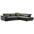 ECKSOFA in Chenille Dunkelgrau  - Chromfarben/Dunkelgrau, Design, Textil (313/242cm) - Xora