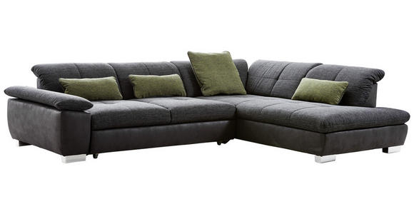 ECKSOFA in Chenille Dunkelgrau  - Chromfarben/Dunkelgrau, Design, Textil (313/242cm) - Xora