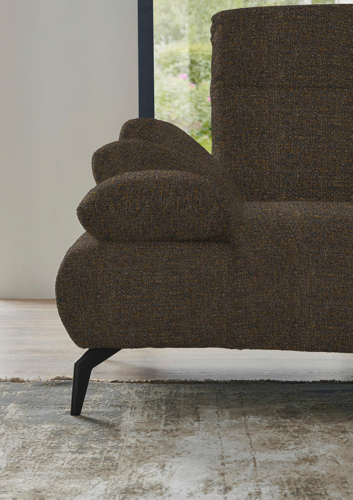 ECKSOFA in Webstoff Braun  - Schwarz/Braun, Design, Textil/Metall (223/290cm) - Moderano