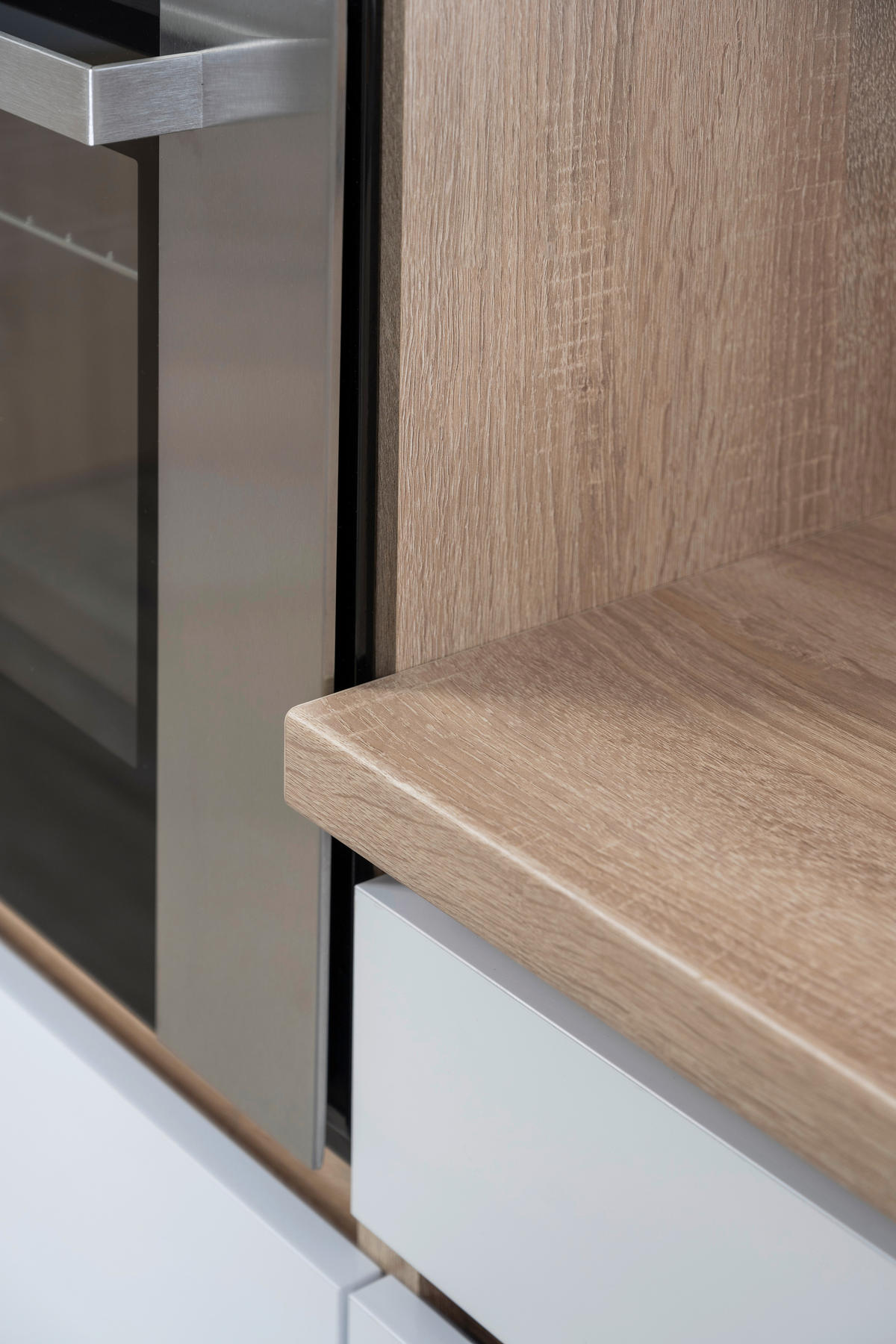 KÜCHENBLOCK 445 cm   in Eichefarben, Weiß Hochglanz  - Eichefarben/Weiß Hochglanz, Basics, Holzwerkstoff (445cm) - Respekta