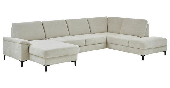 WOHNLANDSCHAFT Dieter Knoll Greige Chenille  - Greige/Schwarz, Design, Textil/Metall (175/349/235cm) - Dieter Knoll