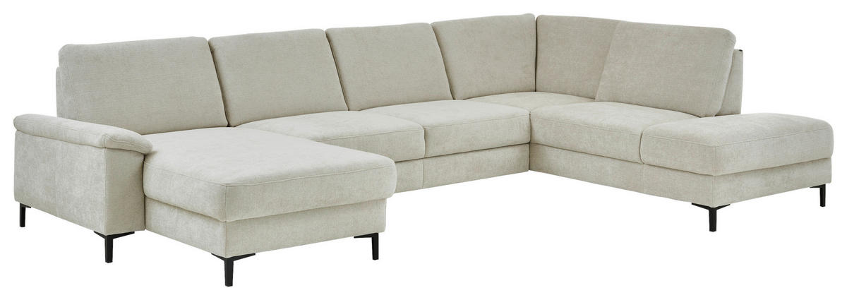 WOHNLANDSCHAFT Dieter Knoll Greige Chenille  - Greige/Schwarz, Design, Textil/Metall (175/349/235cm) - Dieter Knoll