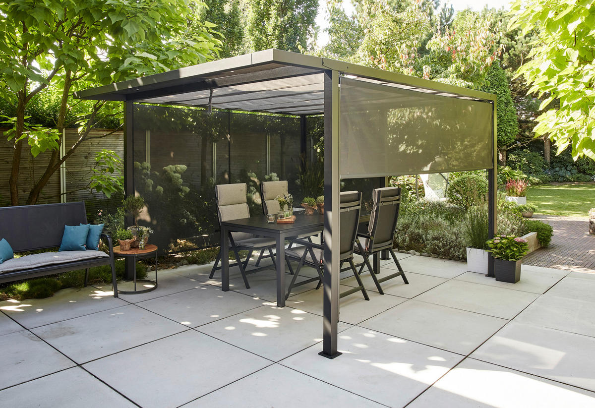 PAVILLON-ROLLO mit Seilzug 300/210/0,5 cm  - Anthrazit, Basics, Textil/Metall (300/210/0,5cm) - Siena Garden