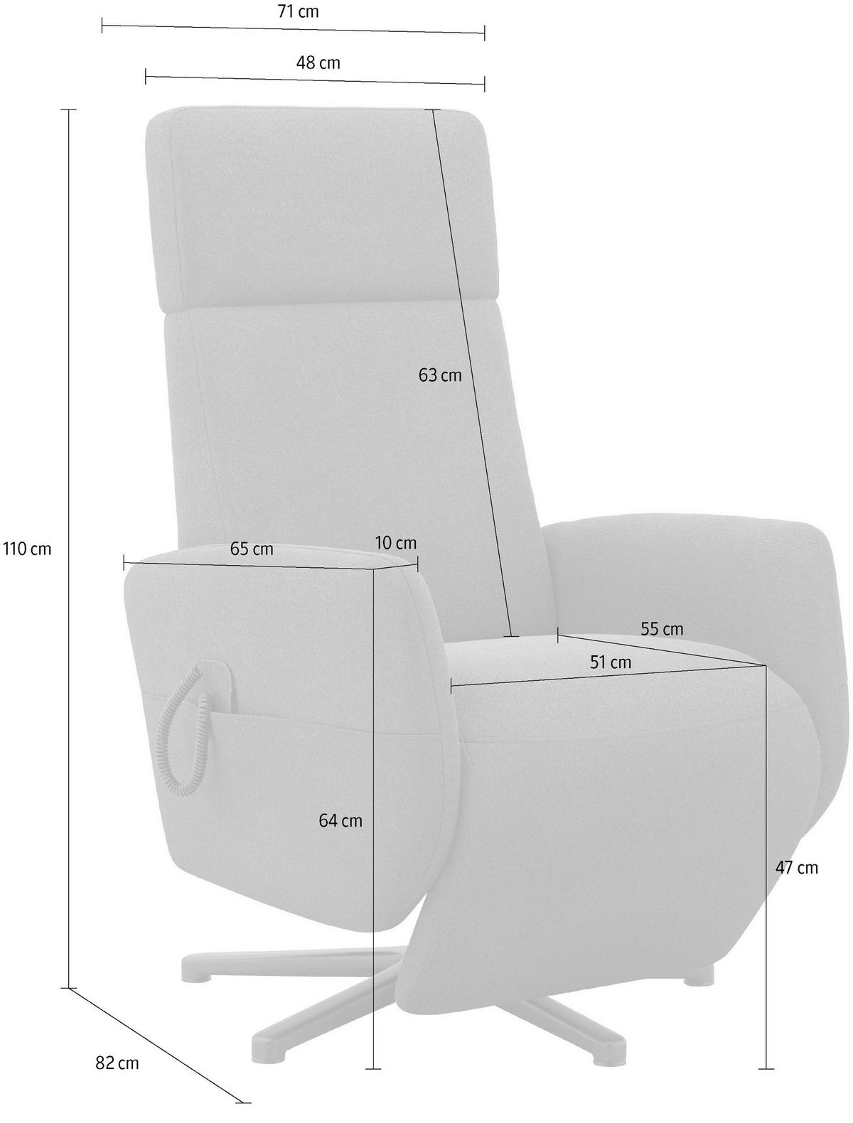 RELAXSESSEL Flachgewebe Aufstehhilfe    - Schwarz/Grau, KONVENTIONELL, Textil/Metall (71/110/82cm) - Sit & More