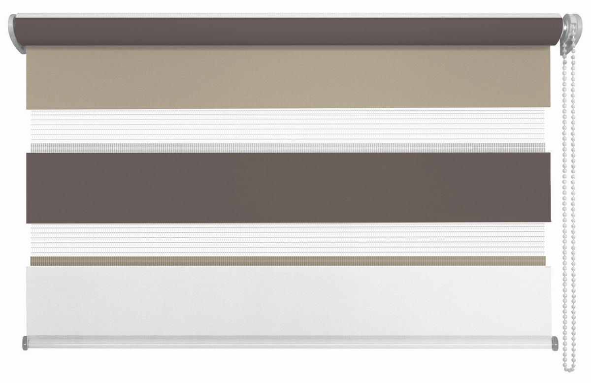 DOPPELROLLO  halbtransparent   120/160 cm   - Braun/Weiß, Basics, Textil (120/160cm)