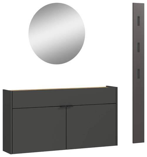 GARDEROBE 3-teilig  in 140/200/22 cm  - Eichefarben/Graphitfarben, Design, Glas/Holzwerkstoff (140/200/22cm)