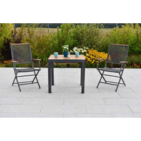 BALKONSET  3-teilig  - Graphitfarben/Naturfarben, KONVENTIONELL, Kunststoff/Metall - Gardenson