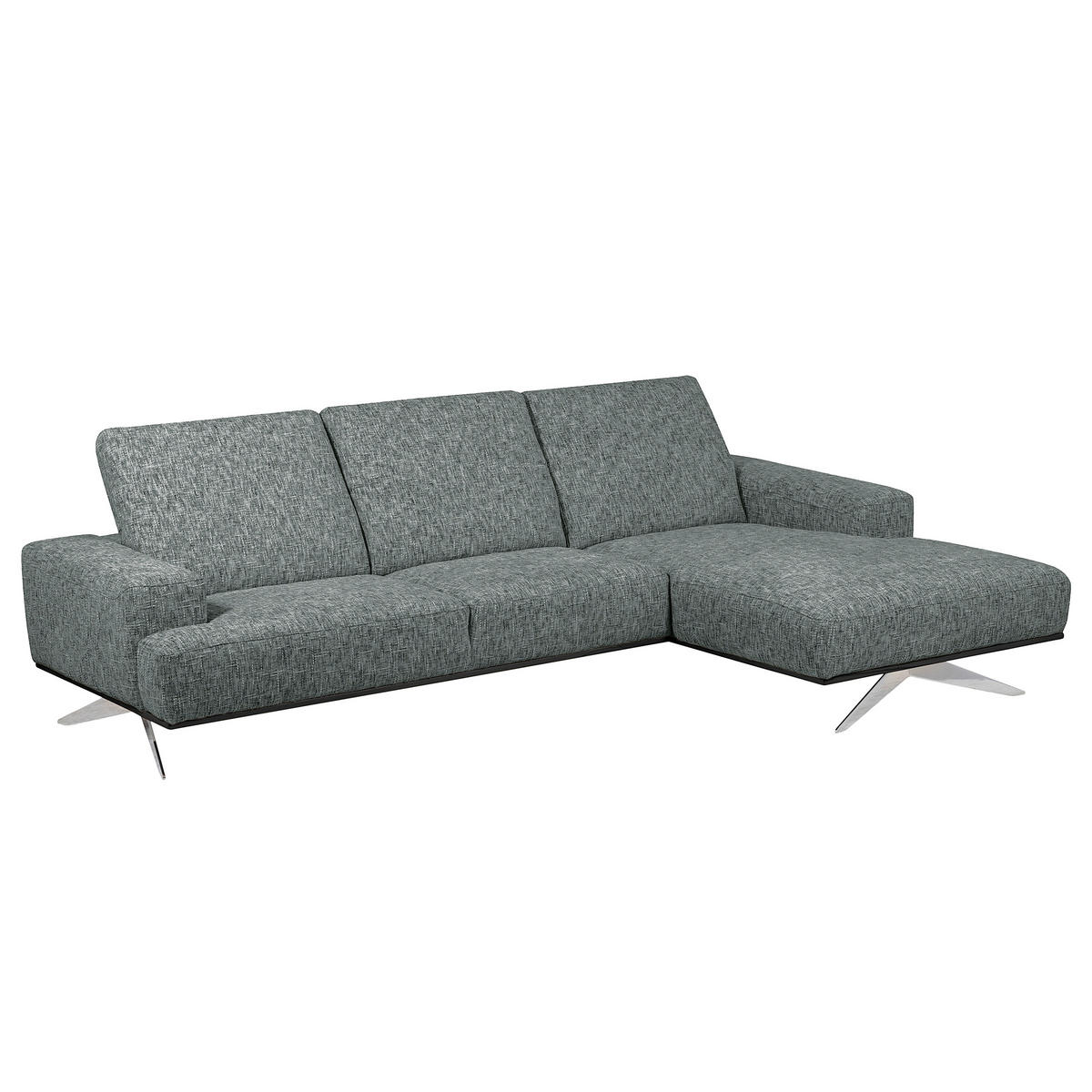 ECKSOFA PORTLAND Anthrazit Struktur Kopfteilverstellung  - Chromfarben/Anthrazit, Design, Holz/Textil (295/187cm) - Livetastic