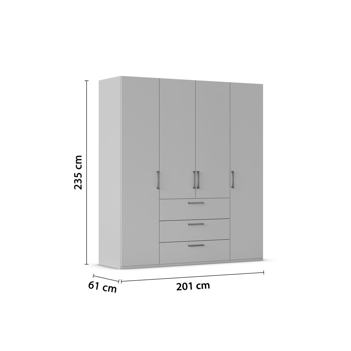 DREHTÜRENSCHRANK 201/235/61 cm,  in Champagner, 4-türig  - Edelstahlfarben/Champagner, Basics, Holzwerkstoff/Metall (201/235/61cm) - Novel
