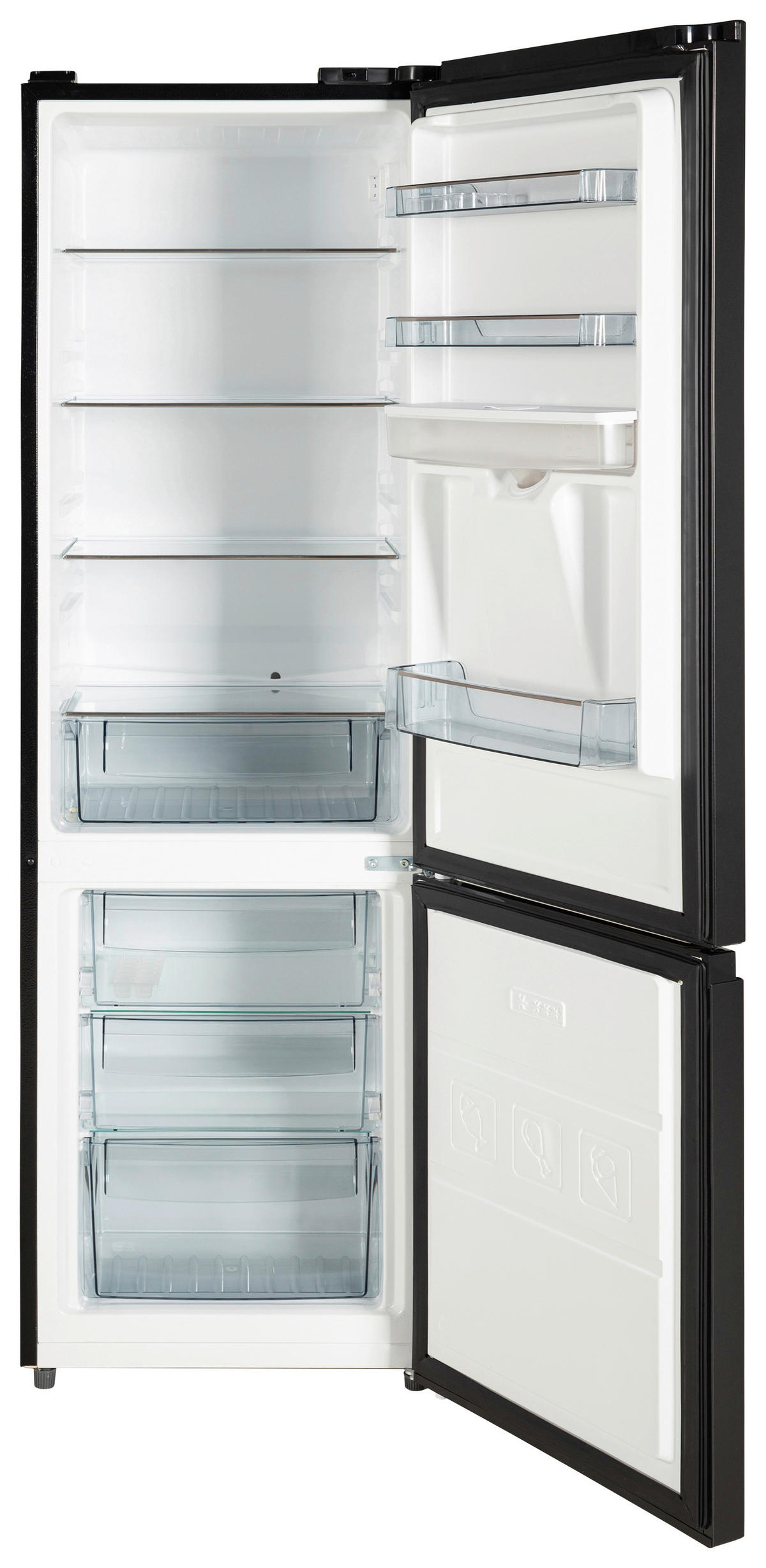 KÜHL-GEFRIER-KOMBINATION 54,5/178/54 cm SKHABMFDIWSE  - Schwarz, Basics, Glas/Metall (54,5/178/54cm) - Mican