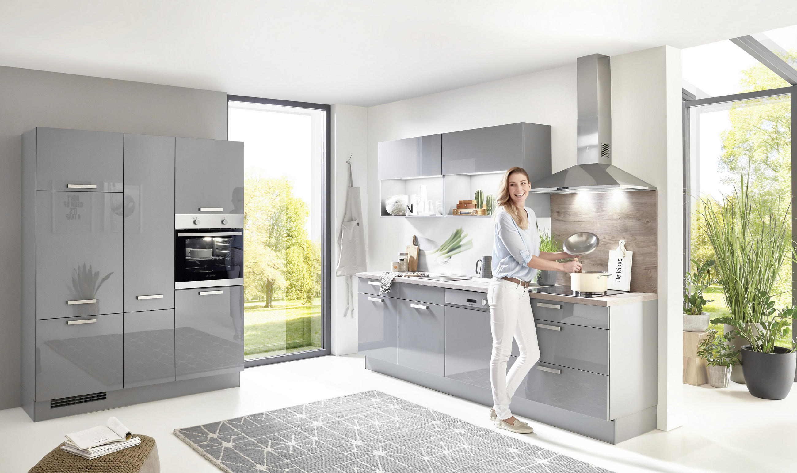 KUCHYNĚ NA MÍRU FINN - bílá, Design, kompozitní dřevo - Celina